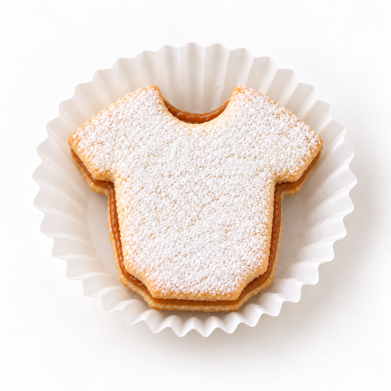 Alfajor en forma de camiseta relleno de dulce de leche